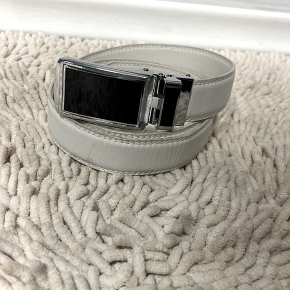 Milano Premium High Quality Italian Made White Leather Belt